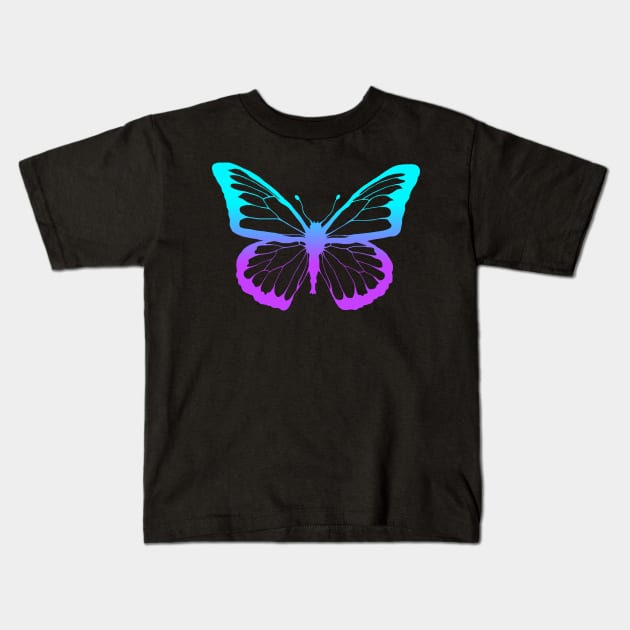 Purple Blue Butterfly Lines Blue Purple Butterfly Kids T Shirt